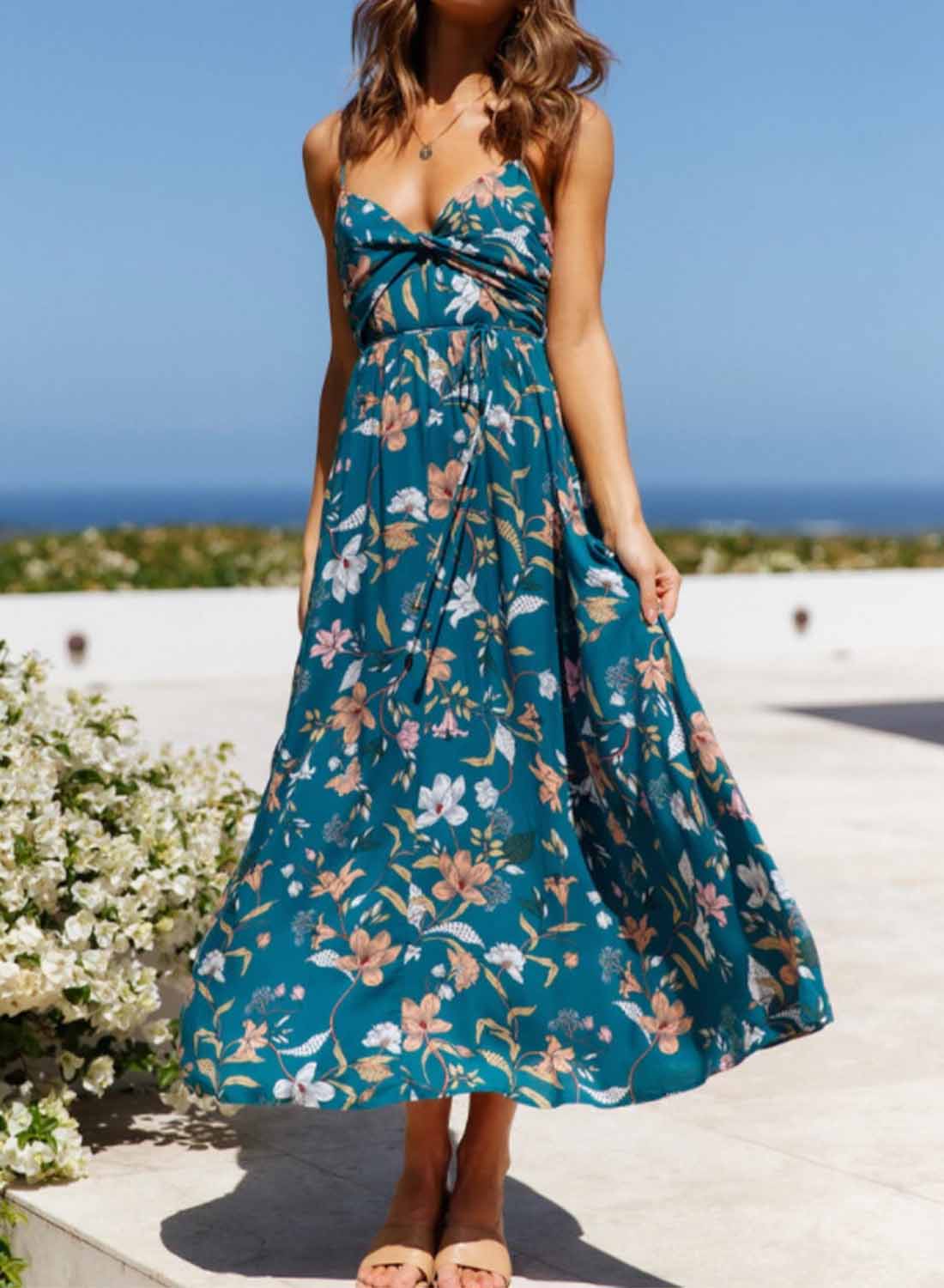 Women's Summer Beach Maxi Dress Floral Long Flowy Dresses – PinkQueenShop