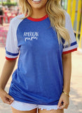 American Mama Shirt Raglan Sleeve Color Block Tops