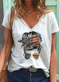 White Women's T-shirts Portrait Flag T-shirts LC2527019-1