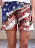 Multicolor Women's Shorts Flag Print Shorts LC73326-22
