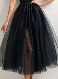 Black Women's Dresses Stitching Mesh Maxi Dress LC615115-2