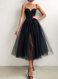 Black Women's Dresses Stitching Mesh Maxi Dress LC615115-2