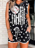 Black Women's Loungewear Flag Star Print Tank & Shorts 2 Piece Loungewear Set LC4511726-2