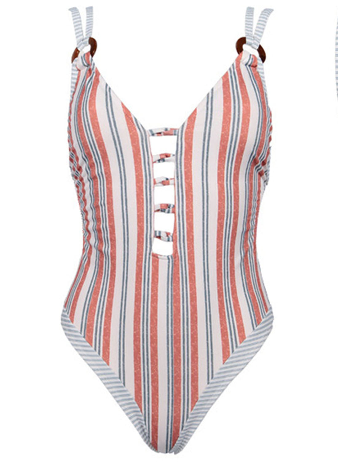 Stripe Women's Swimsuits Striped Strappy Backless One-piece Swimsuits LC441883-19