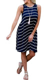 Women's Summer Casual Summer Sleeveless T Shirt Dress Striped Mini Dress