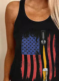 Black Women's Tank Tops Flag Print Tank Tops LC2562386-2