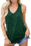 Green Casual V Neck Racerback Tank Top with Pocket LC256544-9