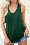 Green Casual V Neck Racerback Tank Top with Pocket LC256544-9