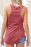 Red Casual V Neck Racerback Tank Top with Pocket LC256544-3