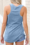 Sky Blue Casual V Neck Racerback Tank Top with Pocket LC256544-4