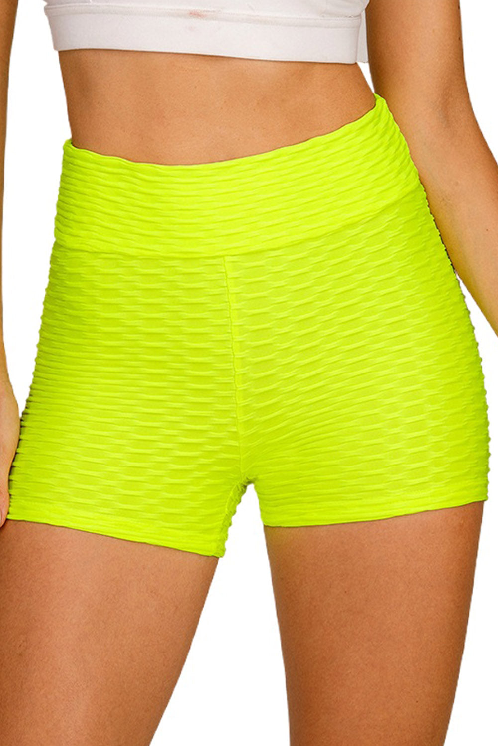 Green High Waisted Yoga Fitness Shorts for Women LC263790-9