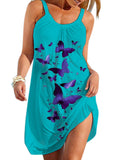 Blue Women's Dresses Butterfly Print Cami Beach Dress LC226960-5