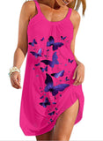 Red Women's Dresses Butterfly Print Cami Beach Dress LC226960-3