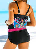 Black Women's Tankinis Floral Multicolor Strappy Tankinis LC413728-2