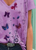 Purple Women's T-shirts Butterfly Print T-shirt LC2527756-8