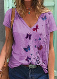 Purple Women's T-shirts Butterfly Print T-shirt LC2527756-8