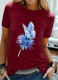 Red Women's T-shirts Dandelion & Butterfly Print T-shirt LC2527758-3