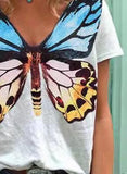 White Women's T-shirts Butterfly Print T-shirt LC2527767-1
