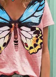 Pink Women's T-shirts Butterfly Print T-shirt LC2527767-10