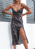 Black Women's Dresses Floral Cami Split Hem Midi Dress LC615419-2