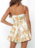 White Women's Dresses Floral Ruffled Hem Cami Mini Dress LC227161-1
