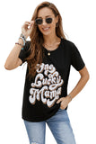 LC2523194-2-S, LC2523194-2-M, LC2523194-2-L, LC2523194-2-XL, LC2523194-2-2XL, Black One Lucky Mama Tee Funny Graphic Tees Blouse