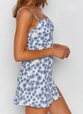 Sky Blue Women's Dresses Cami Floral Split Mini Dress LC227152-4