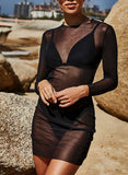 Black Women's Cover-ups Sexy Bikini Swimsuit Beach Cover-up Dress LC421079-2