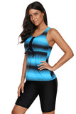 Womens Racerback Ombre Color Block Print Tankini Swimsuits