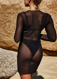 Black Women's Cover-ups Sexy Bikini Swimsuit Beach Cover-up Dress LC421079-2