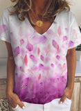 Purple Women's T-shirts Gradient Plants Print T-shirt LC2528280-8