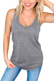 Gray Casual V Neck Racerback Tank Top with Pocket LC256544-11