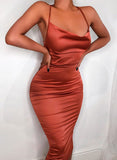 Red Women's Dresses Satin Cami Midi Dress LC615683-3