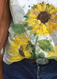 White Women's T-shirts Sunflower Print T-shirt LC2528318-1