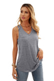 Gray Casual V Neck Racerback Tank Top with Pocket LC256544-11