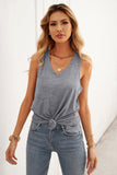 Gray Casual V Neck Racerback Tank Top with Pocket LC256544-11