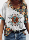 White Women's T-shirts Geometric Tribal T-shirt LC2528634-1