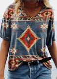 Blue Women's T-shirts Geometric Tribal T-shirt LC2528634-5