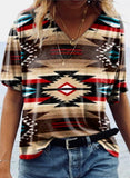 Brown Women's T-shirts Geometric Tribal T-shirt LC2528634-17