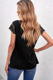 Black V Neck Eyelash Lace Knit Tank for Women LC253399-2