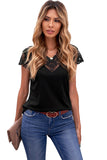 Black V Neck Eyelash Lace Knit Tank for Women LC253399-2
