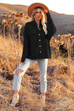 LC8511383-2-S, LC8511383-2-M, LC8511383-2-L, LC8511383-2-XL, LC8511383-2-2XL, Black Womens Boyfriend Shirt Ribbed Shacket Loose Fit Long Sleeve Tops