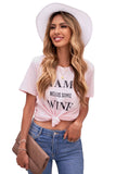 Pink MAMA NEEDS SOME WINE Blush/Gray Tee LC2523760-10