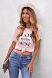 Pink MAMA NEEDS SOME WINE Blush/Gray Tee LC2523760-10