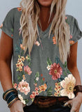 Gray Women's T-shirts Floral Print T-shirt LC2529078-11