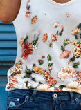 White Women's T-shirts Floral Print T-shirt LC2529083-1
