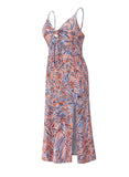 Multicolor Women's Dresses Leaves Print Split Chest Kot Cutout Cami Midi Dress LC616085-22