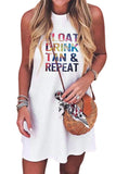 White Short White Dress Float Drink Tan & Repeat Sleeveless Mini Dress LC225933-1