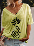 Yellow Women's T-shirts Pineapple Print T-shirt LC2529106-7
