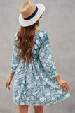 LC221873-9-S, LC221873-9-M, LC221873-9-L, LC221873-9-XL, Green Bohemian 3/4 Sleeve V Neck Vintage Mini Dress for Women